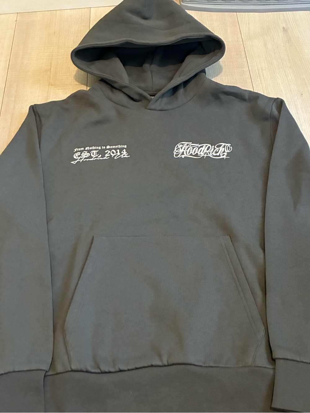 Men's Dark Gray Hooded Sweatshirt with White Script Logo